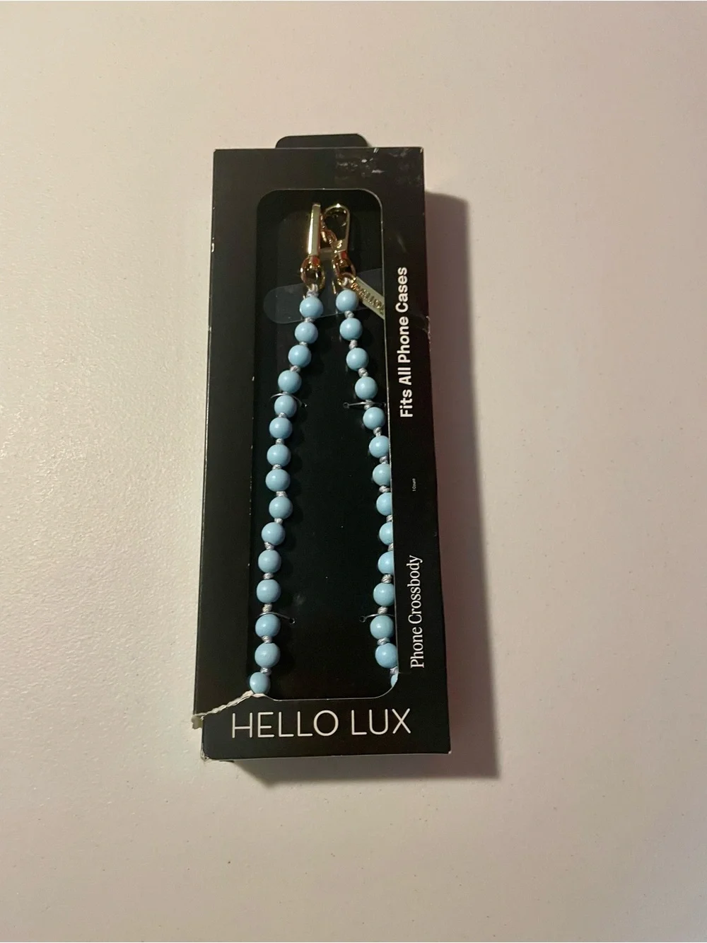 NWT Hello Lux Blue Beaded Phone Crossbody Strap Universal Chain Lanyard